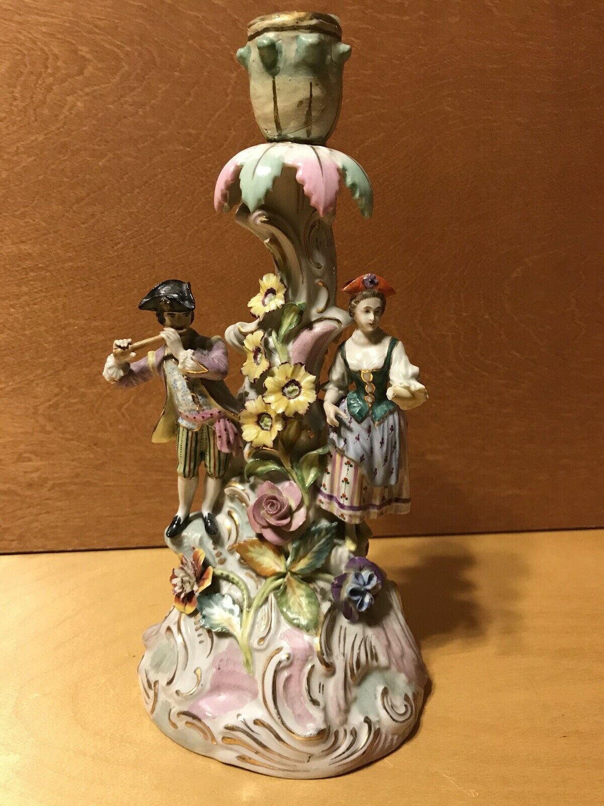19th Century Dresden Porcelain Candle Holder