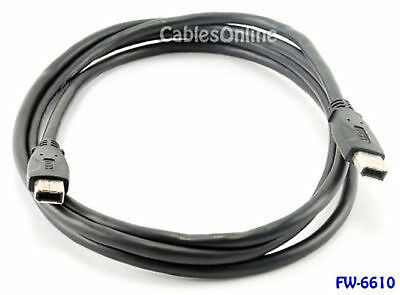 10ft Ieee 1394 Firewire 6 Pin To 6 Pin M/m Cable, Black