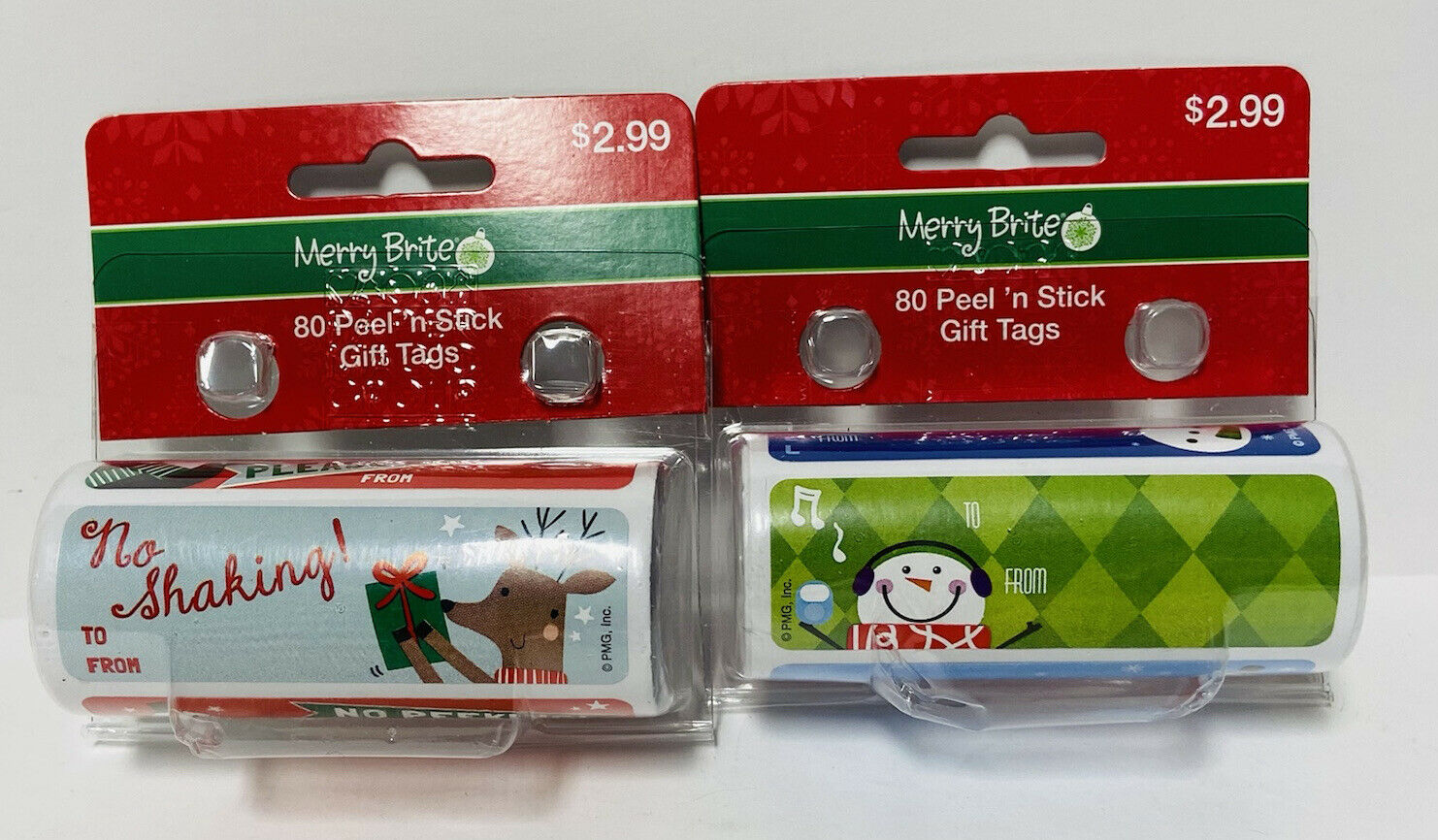 Merry Brite Gift Tags 2 Packs = 160 Peel ‘n Stick Christmas Santa Presents New!
