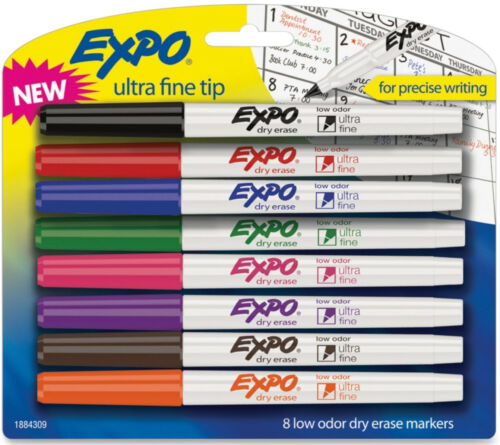 Sanford Expo Low Odor Dry Erase Markers Ultra Fine Tip Precise Writing 8 Colors