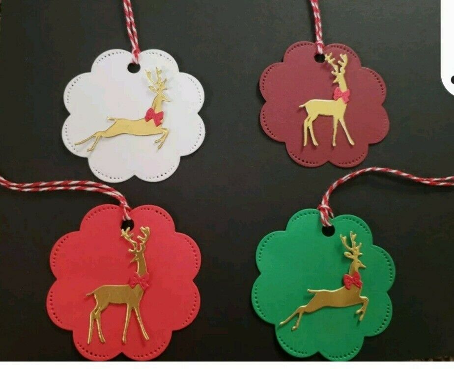 Scalloped Christmas Gift Tags With Strings (8) Gift Tags Cardstock