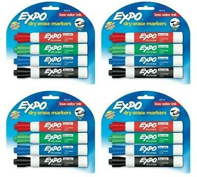 Expo Low Odor Chisel Tip Dry Erase Markers, 4 Colored Markers (80174) 4 Packs