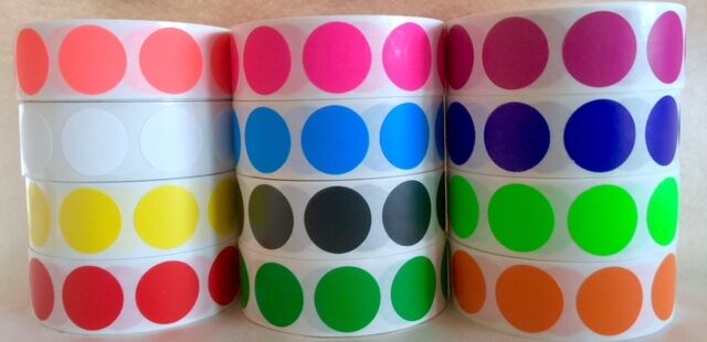 1000/roll  3/4" Circle Color Coded Label Dot Stickers Inventory Code (12 Colors)