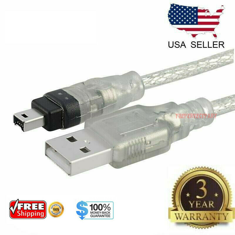 6ft 1.8m Usb To Firewire Ieee 1394 4 Pin Ilink Adapter Data Cable Cord Pc Mac Us