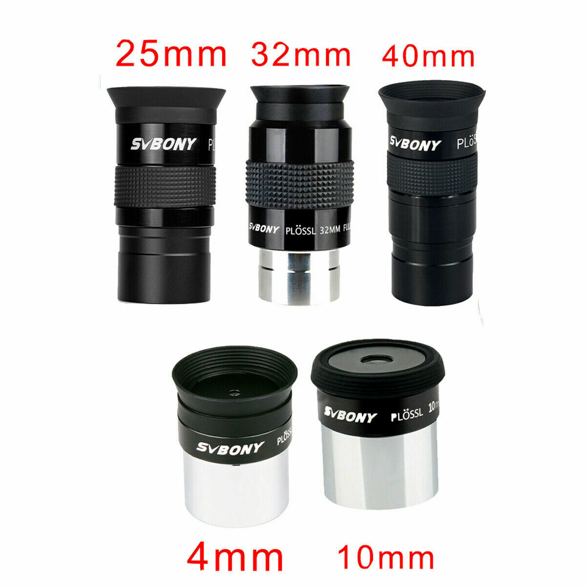 Svbony 1.25" Telescope Eyepieces Plossl 4/10/25/32/40mm Lens Kit Fmc Full Metal