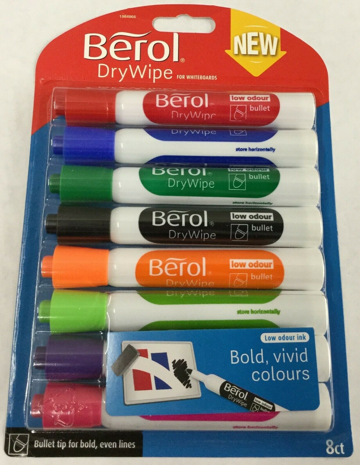 Pack Of 8 Berol Drywipe Bold, Vivid Colors Low Odor Markers (1984865)