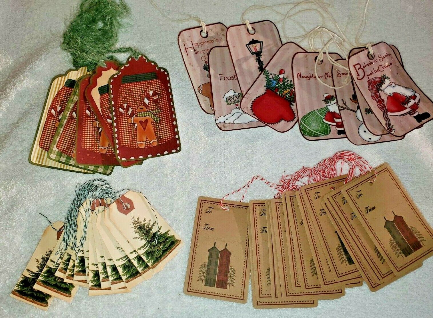 Lot Of 40 Vintage High Quality Christmas Present String Tags