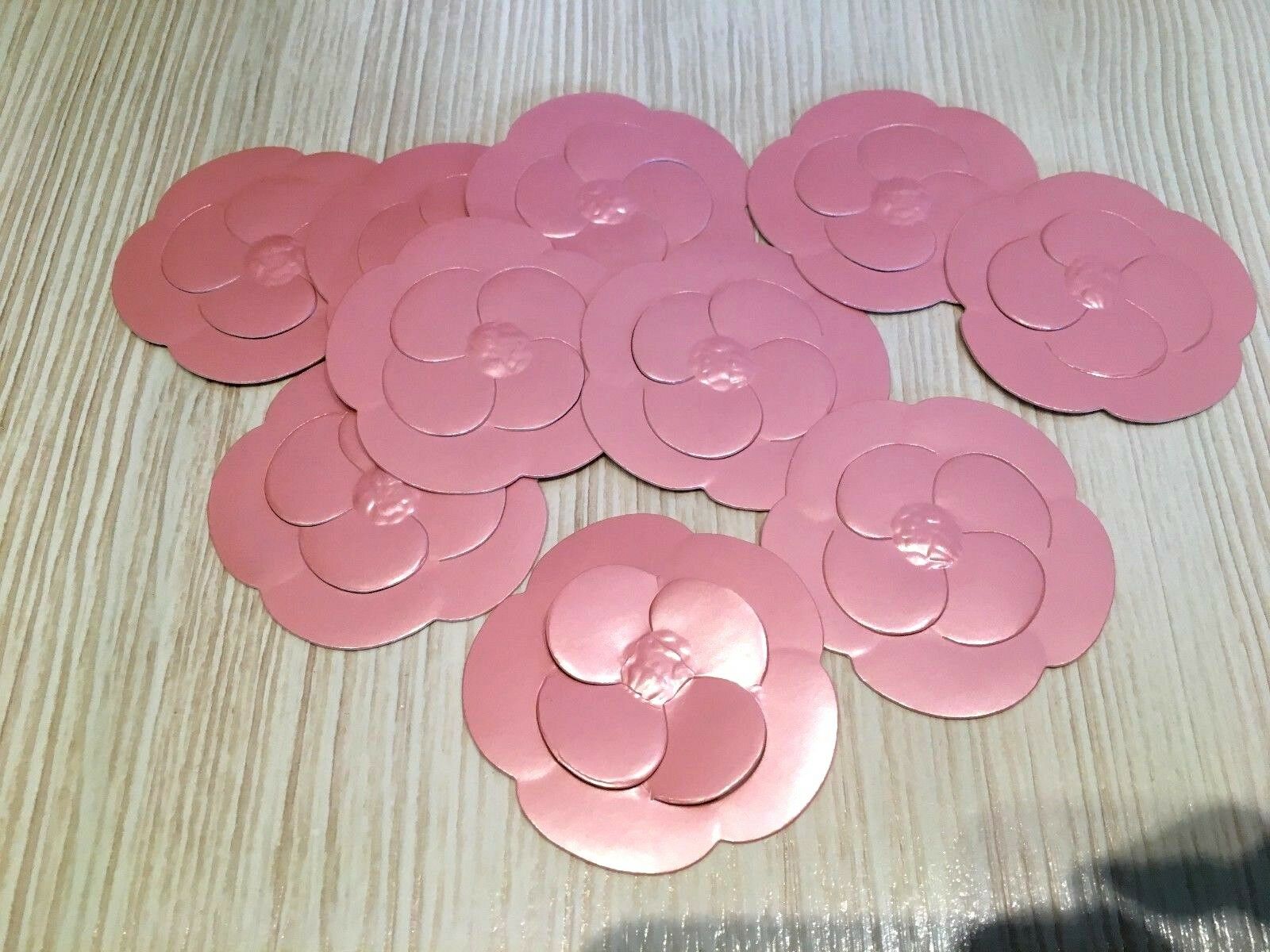 New Rare Set Of 10 Pieces Pearl-pink Stickers Chanel Camellia