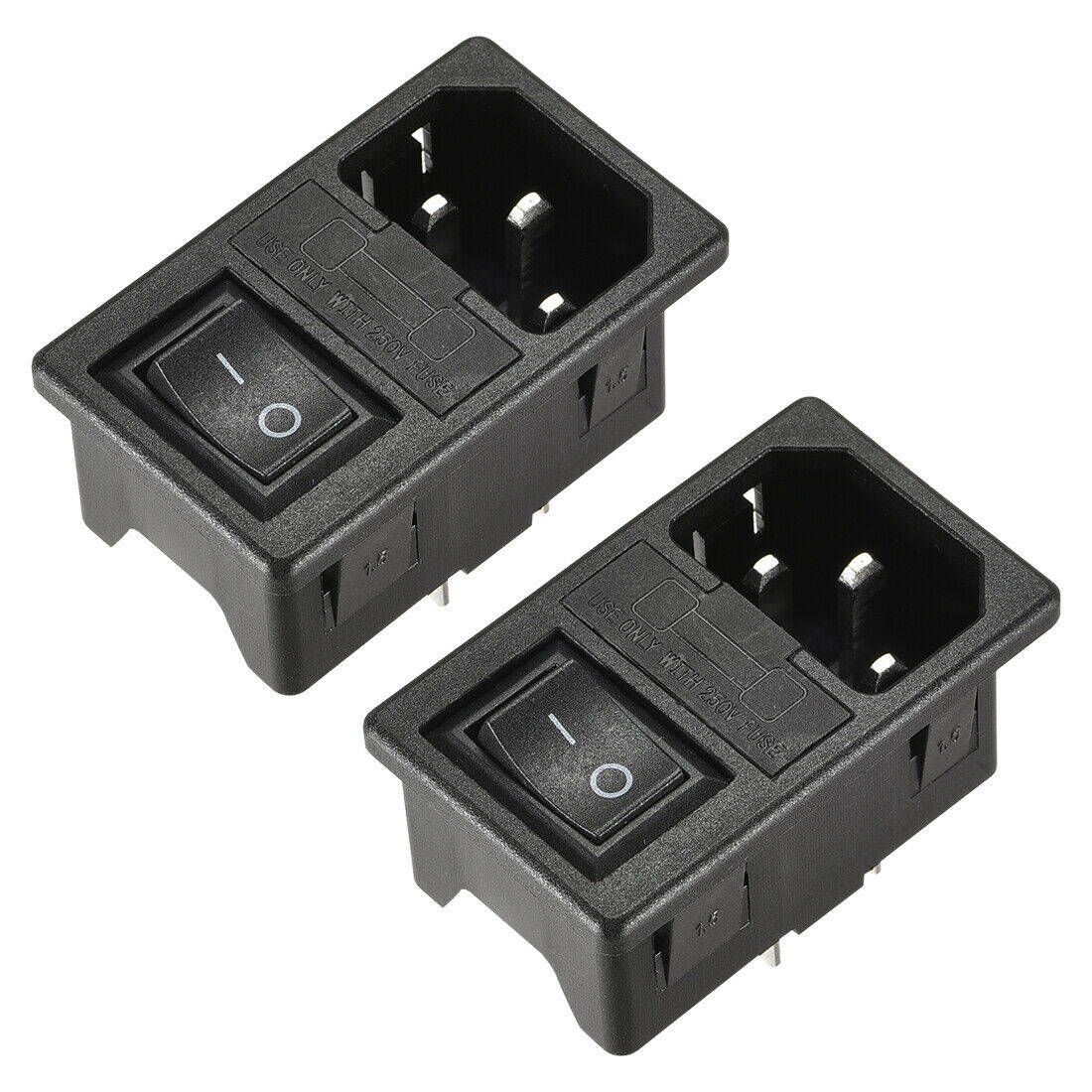 C14 Male Plug Socket W Fuse Holder No-off 2 Pin 2 Position Switch 15a 250v 2pcs