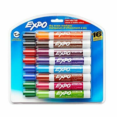 Low Odor Dry Erase Markers, Chisel Tip, Assorted Colors, 16 Pack 16-count