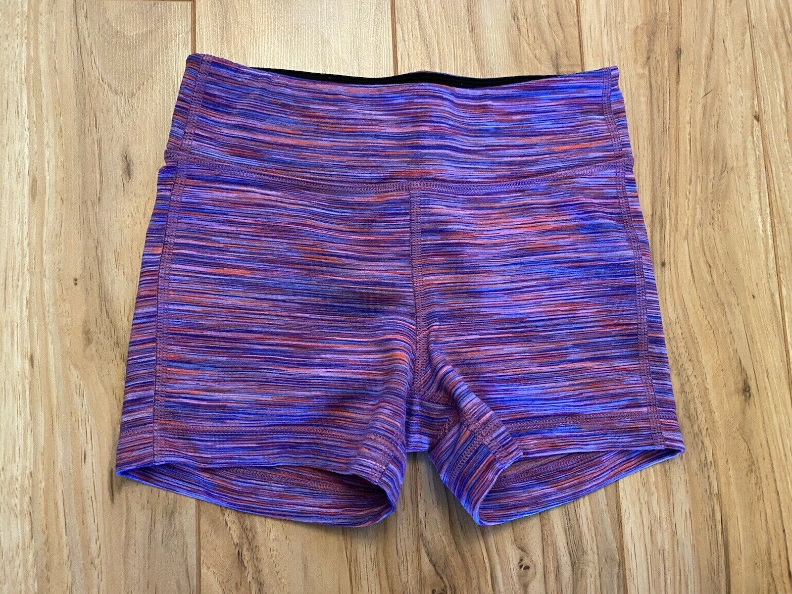 Athleta Girl Purple Multi Color Spandex Shorts. Sz 8/10. Euc