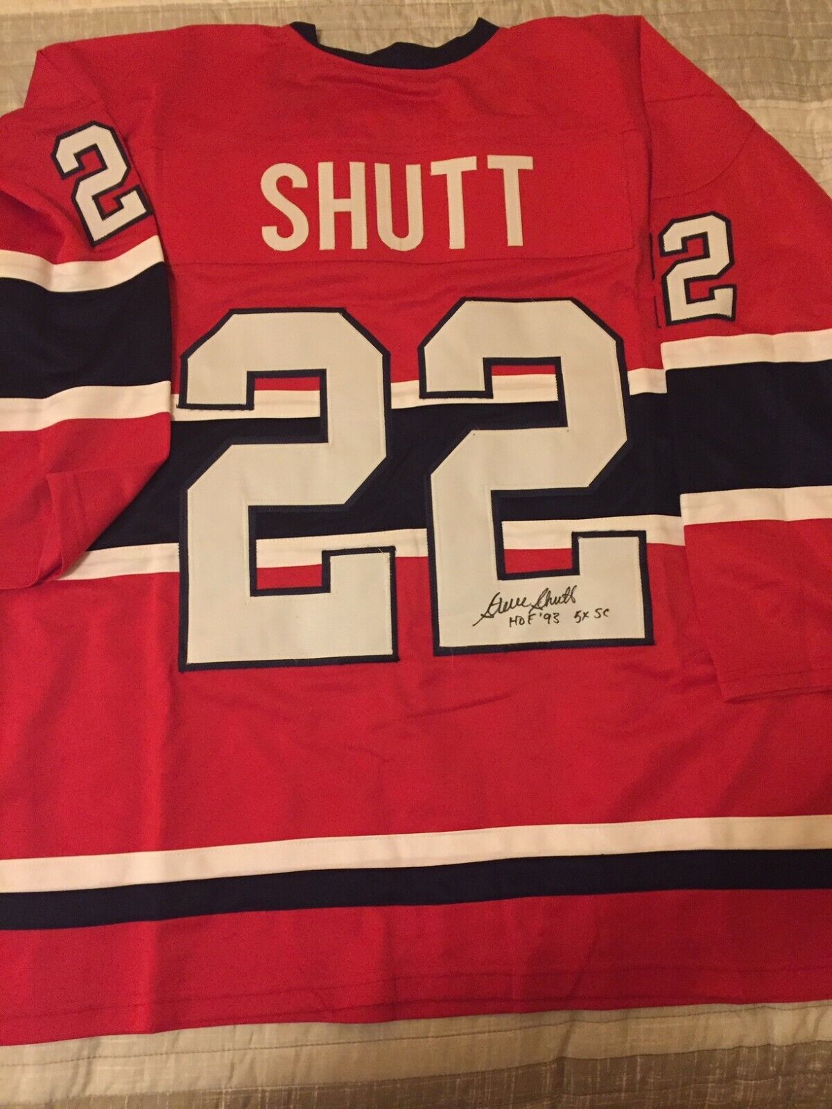 Canadiens Steve Shutt Signed Jersey With Hof And 5x Sc Inscription W/coa