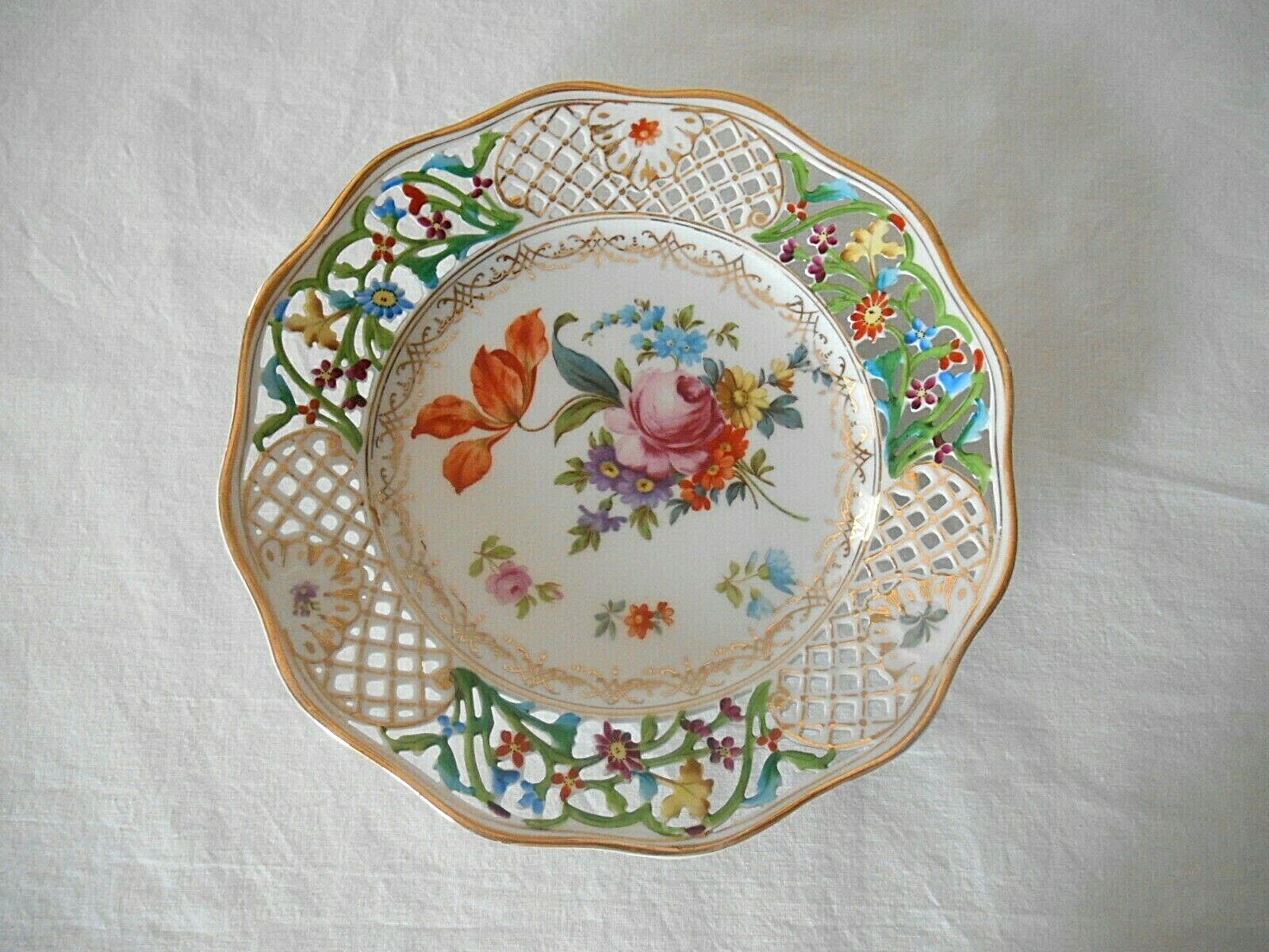 Early 1900s Carl Schumann Reticulated Floral 9 1/4" Wall Plate
